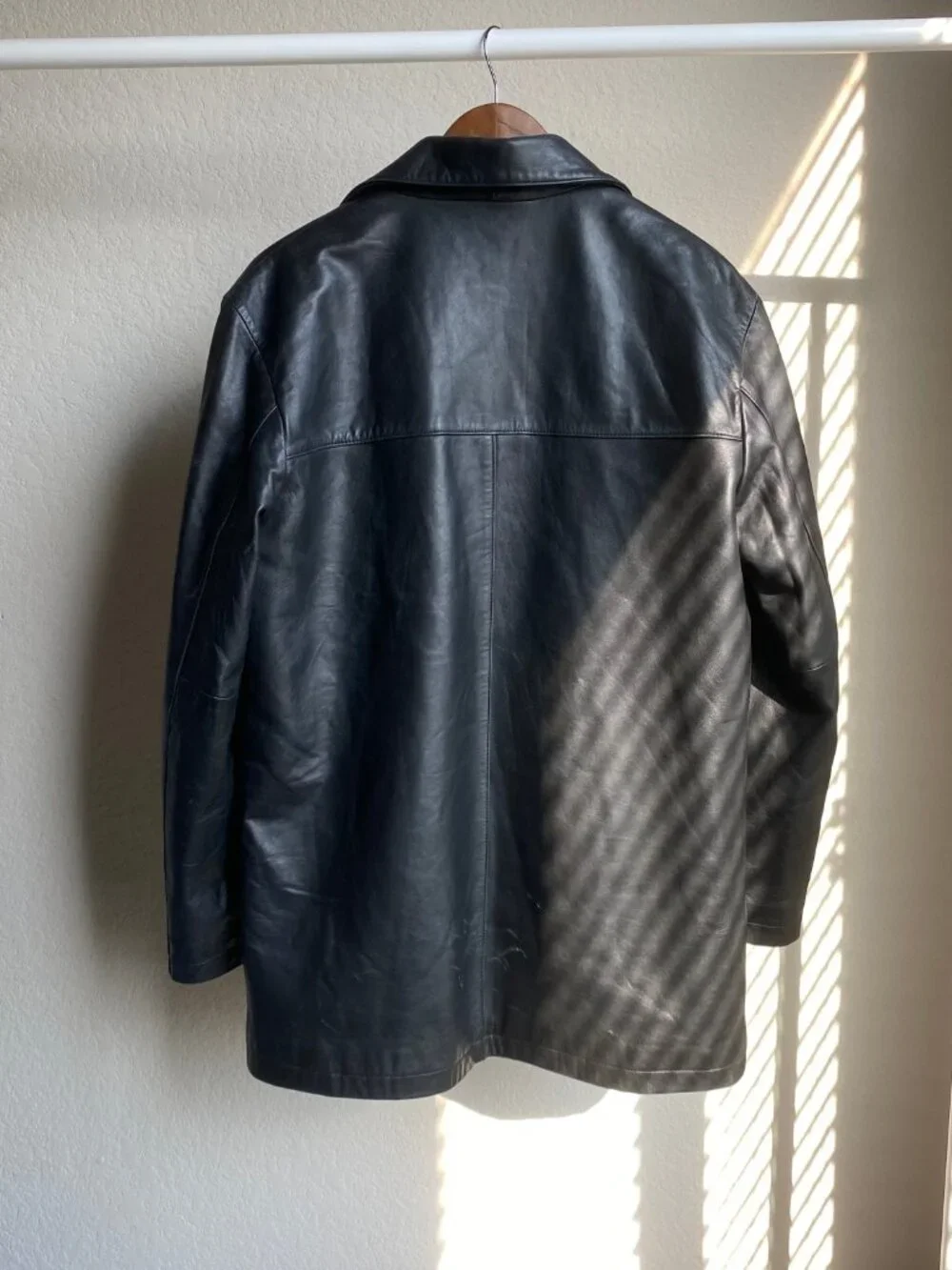 Coach Men's Black Leather Jacket / Casual Blazer with Notched Lapel, Size S